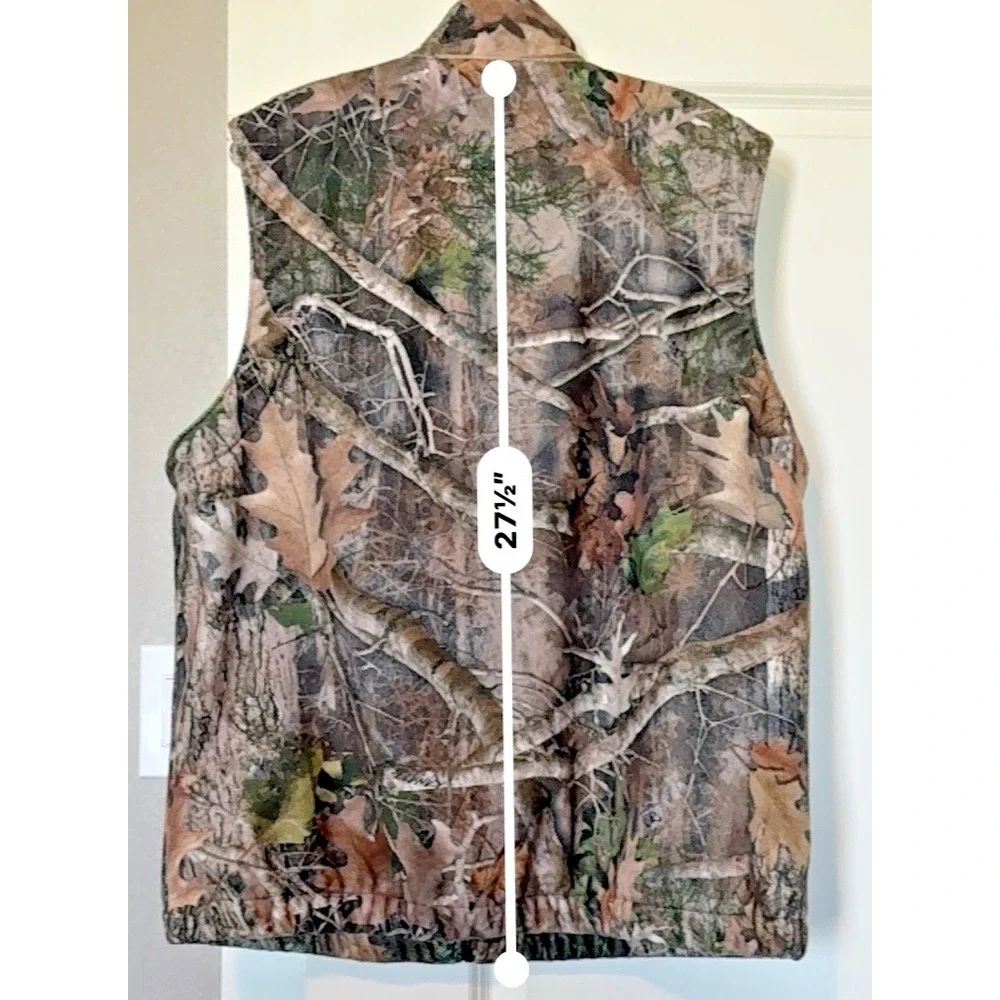 Ridge Hunter Camo Fleece Vest Men's Size L Full Zip Pockets Hunting Outdoor